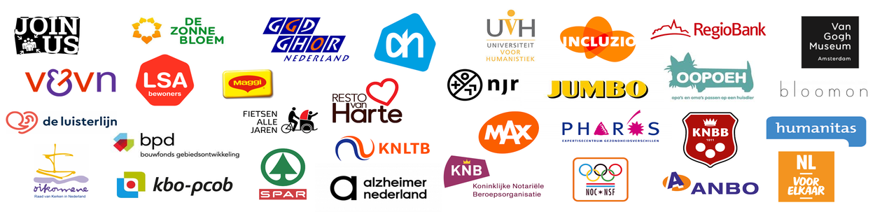 Logo's van de deelnemers aan de Nationale Coalitie tegen Eenzaamheid