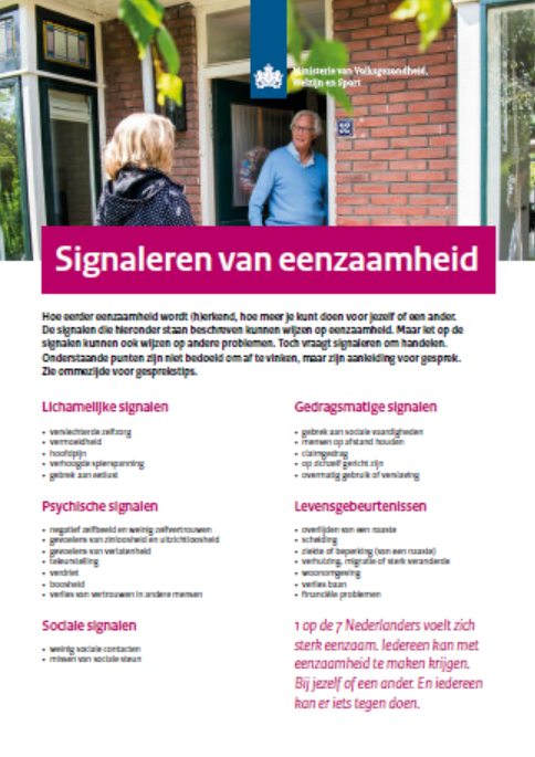 Voorkant van signaleringskaart Signaleren van eenzaamheid